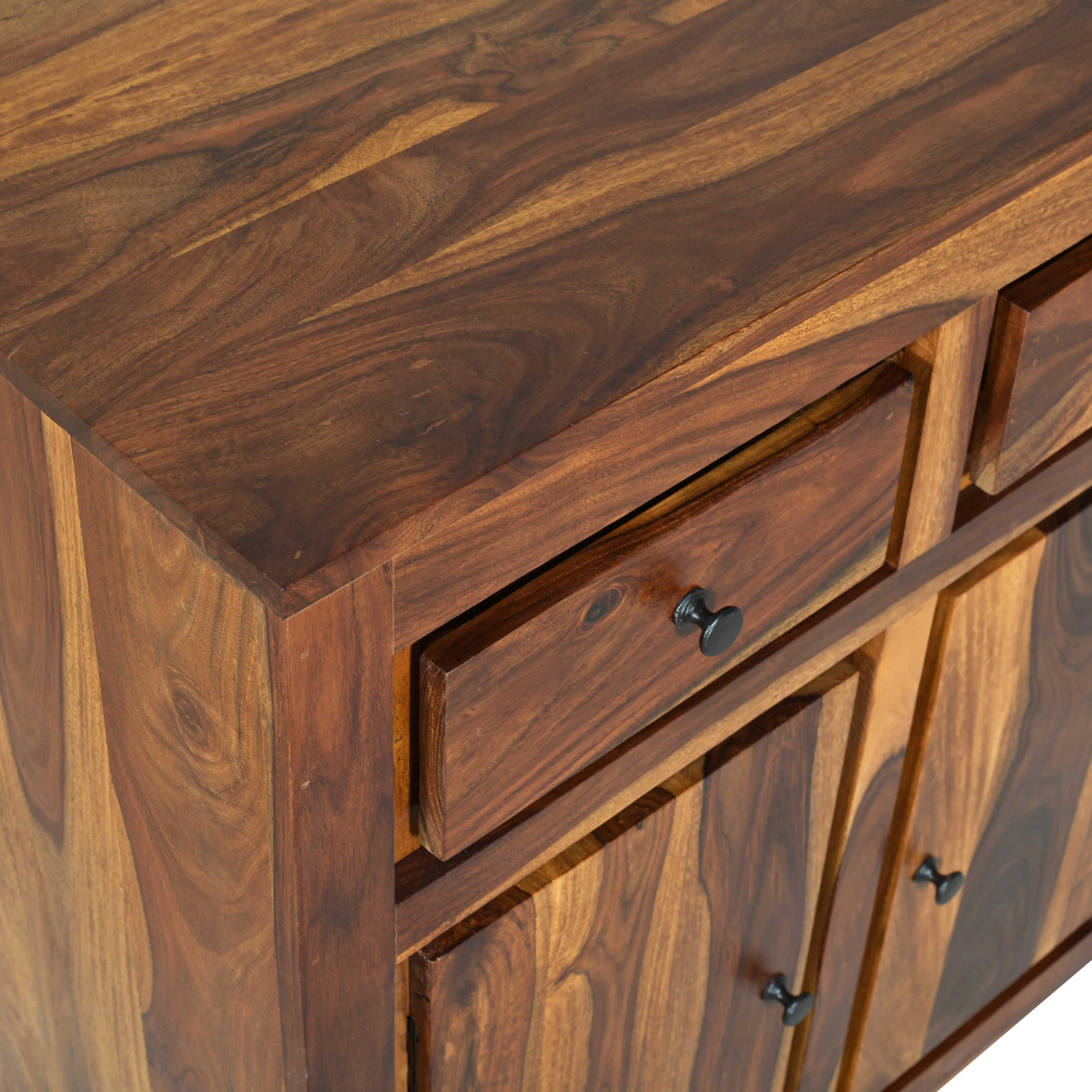 Solid Wood Sideboard Cabinet with Drawers & Multi-Storage Compartments