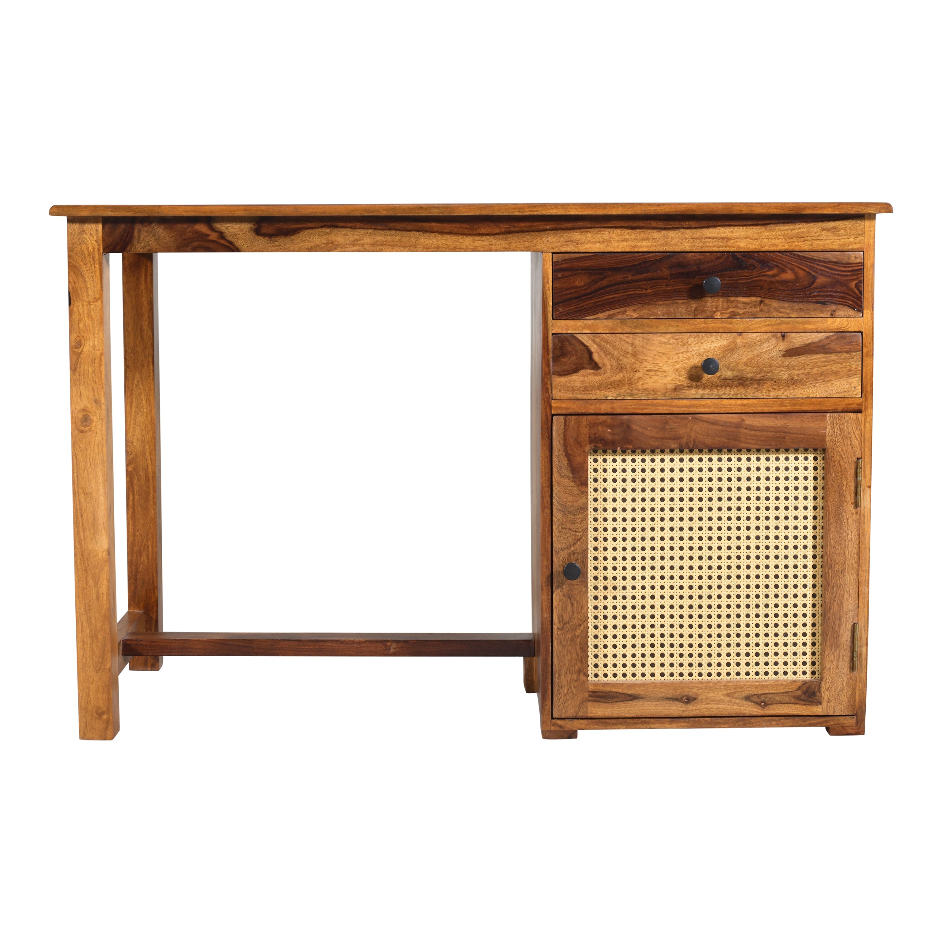 Solid Wood Study Table with Storage Cabinet & Drawers