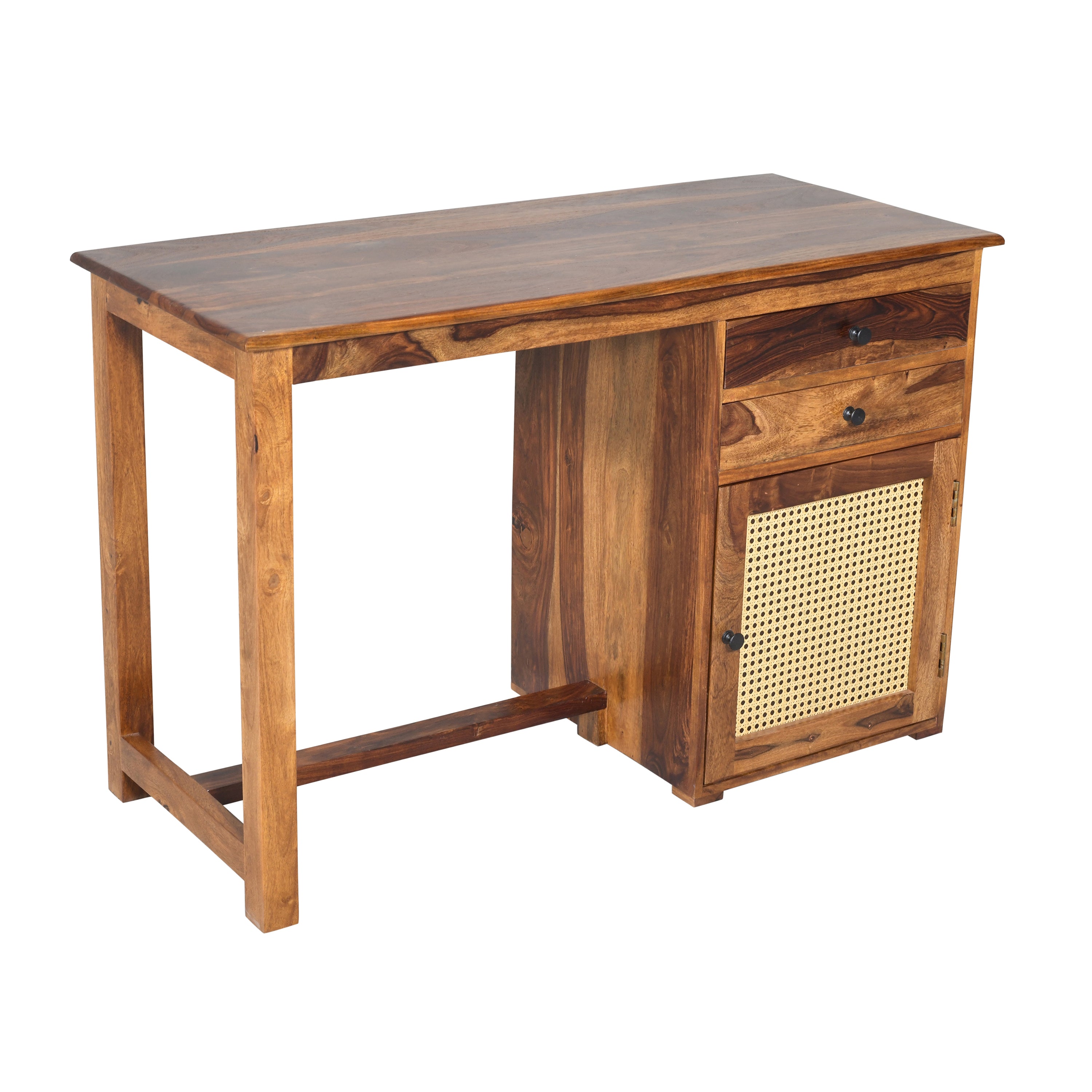 Solid Wood Study Table with Storage Cabinet & Drawers