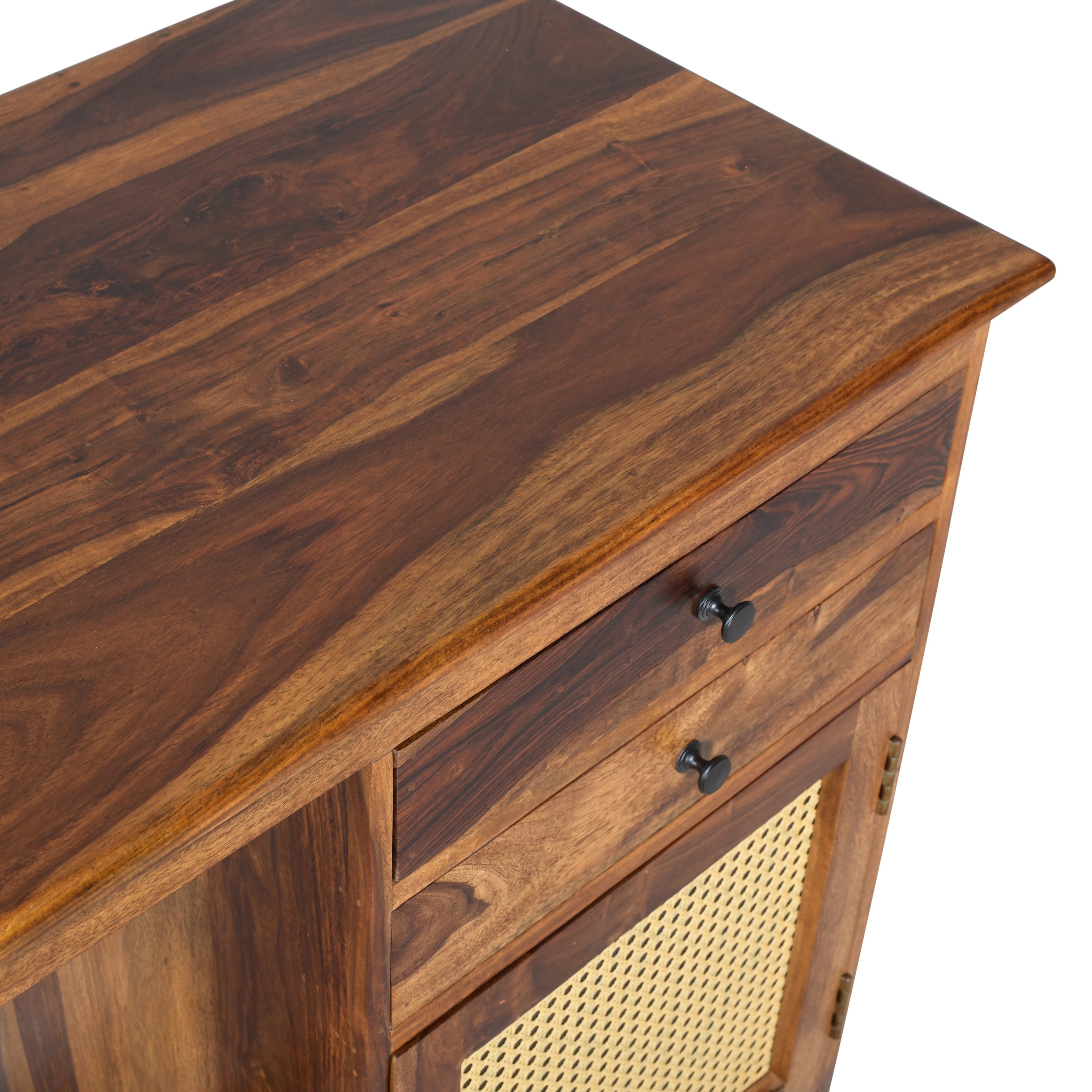 Solid Wood Study Table with Storage Cabinet & Drawers