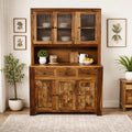 Crockery diamond DS Solid Sheesham Wood Kitchen Hutch Cabinet Diamond design with Glass doors