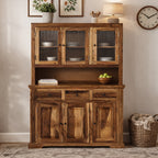 Crockery Elephant DS Solid Sheesham Wood Kitchen Cabinet with Elephant cut Design Doors
