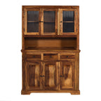 Crockery Elephant DS Solid Sheesham Wood Kitchen Cabinet with Elephant cut Design Doors