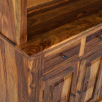 Crockery Elephant DS Solid Sheesham Wood Kitchen Cabinet with Elephant cut Design Doors