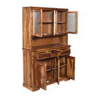 Crockery Elephant DS Solid Sheesham Wood Kitchen Cabinet with Elephant cut Design Doors