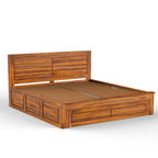 Amora Solid Sheesham Wood Bed with Modern Panel Headboard Design