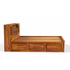 Head Storage Solid Sheesham Wood Bed with Smart Headboard Storage Design