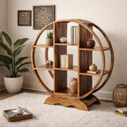 Solid Sheesham Wood Circular Bookshelf