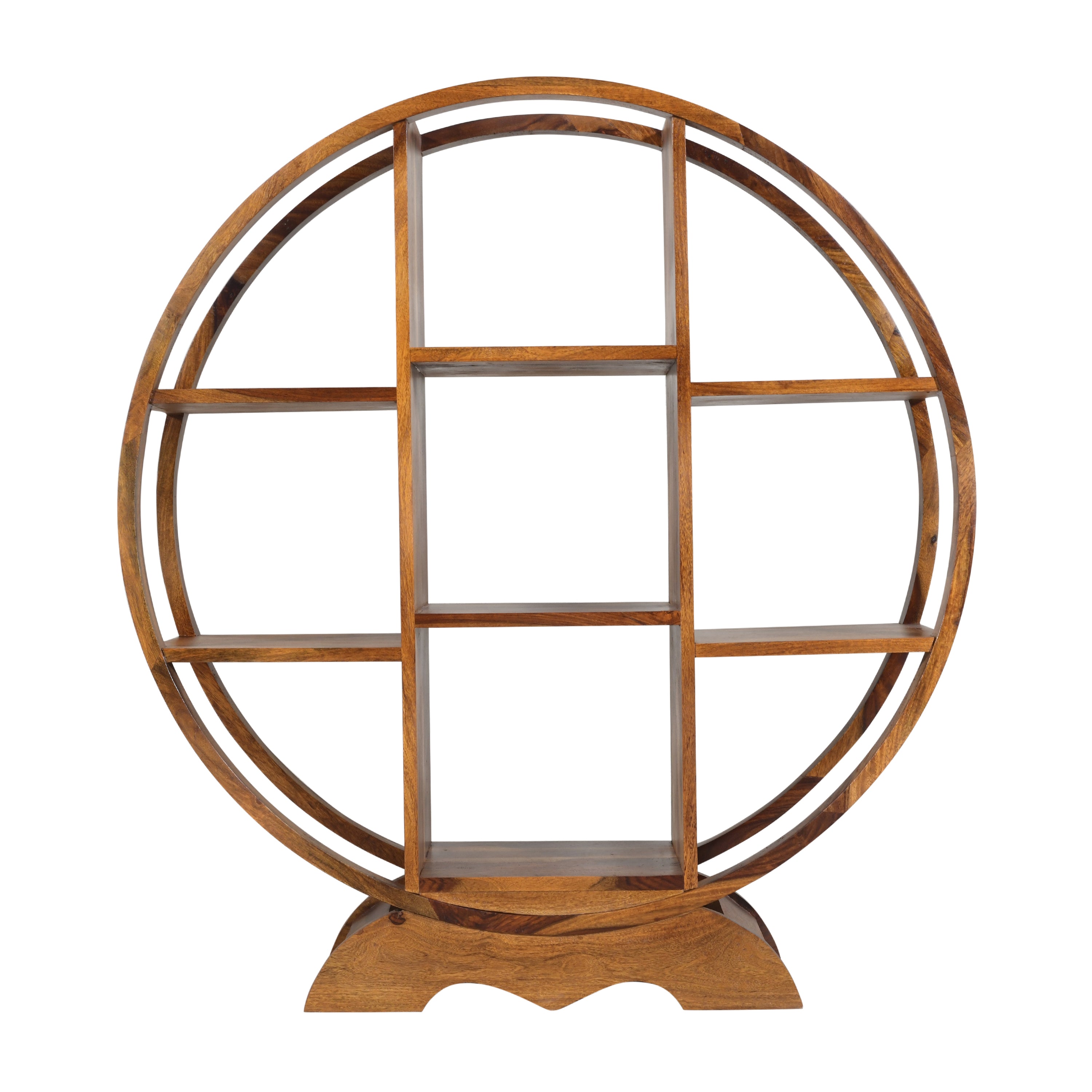 Solid Sheesham Wood Circular Bookshelf