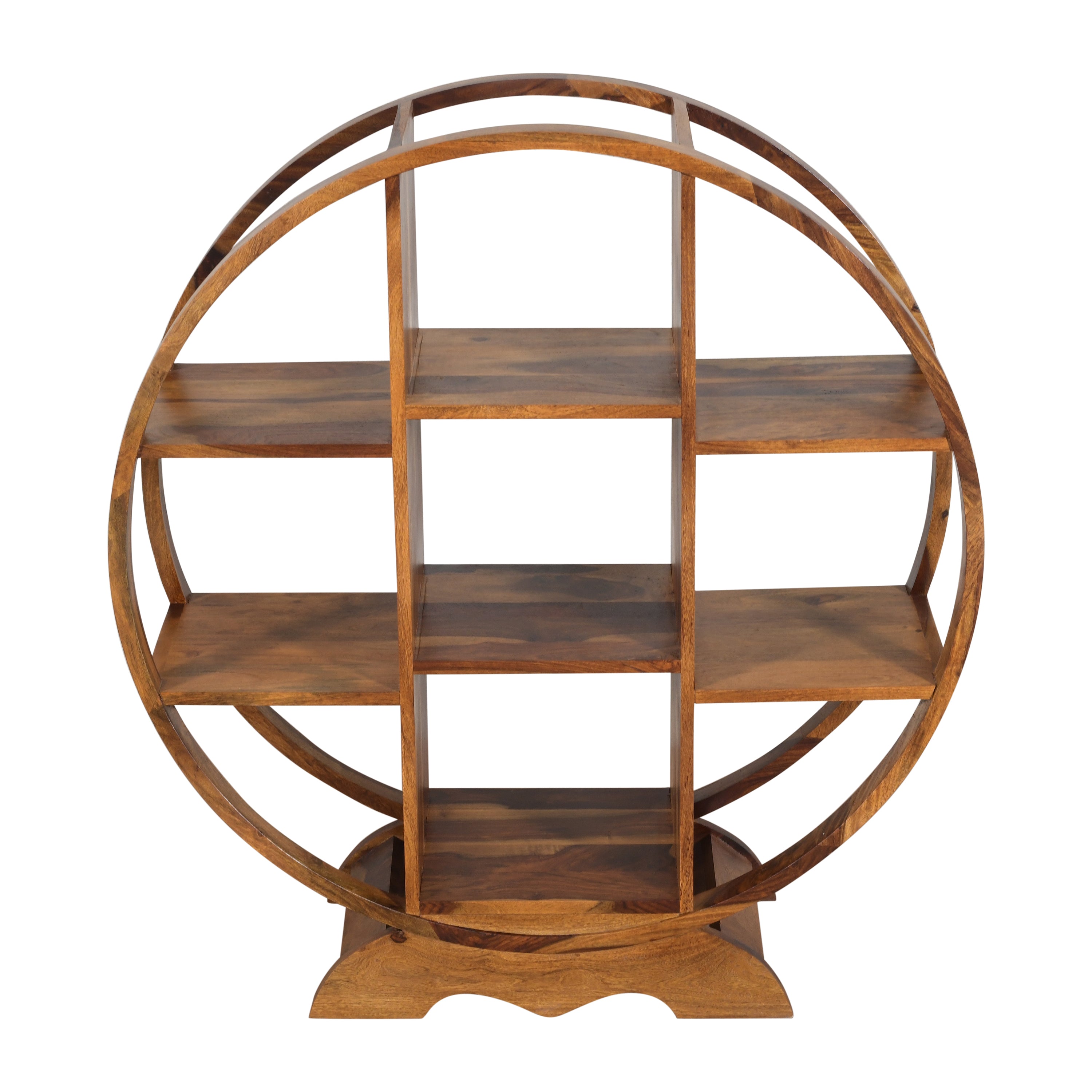 Solid Sheesham Wood Circular Bookshelf