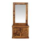 Diamond Solid Sheesham Wood Dressing Table with Mirror and Wooden diamond fitted drawers