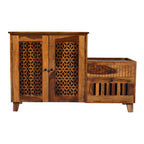 Shoerack wooden flower Solid Wood Shoe Rack Cabinet with CNC cutting door and Drawers