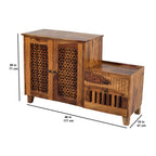 Shoerack wooden flower Solid Wood Shoe Rack Cabinet with CNC cutting door and Drawers