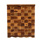 Solid Wood Bar Cabinet with Wine Rack, Shelves & Storage Drawers