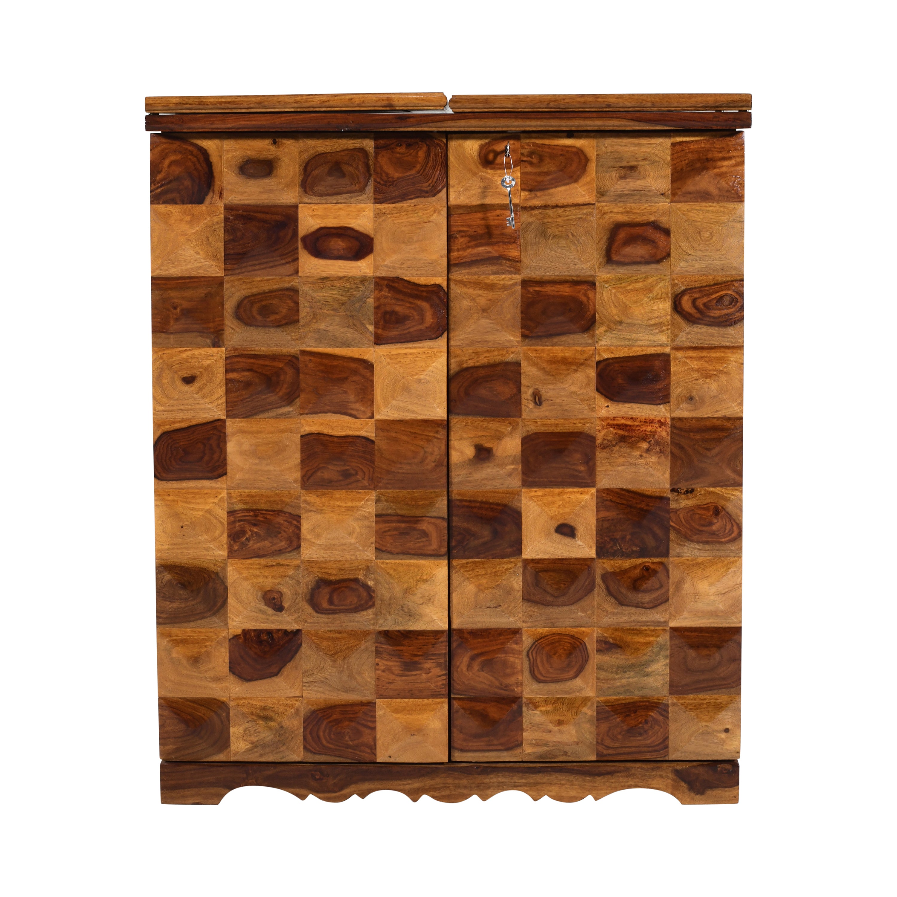 Solid Wood Bar Cabinet with Wine Rack, Shelves & Storage Drawers