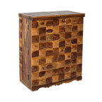 Solid Wood Bar Cabinet with Wine Rack, Shelves & Storage Drawers