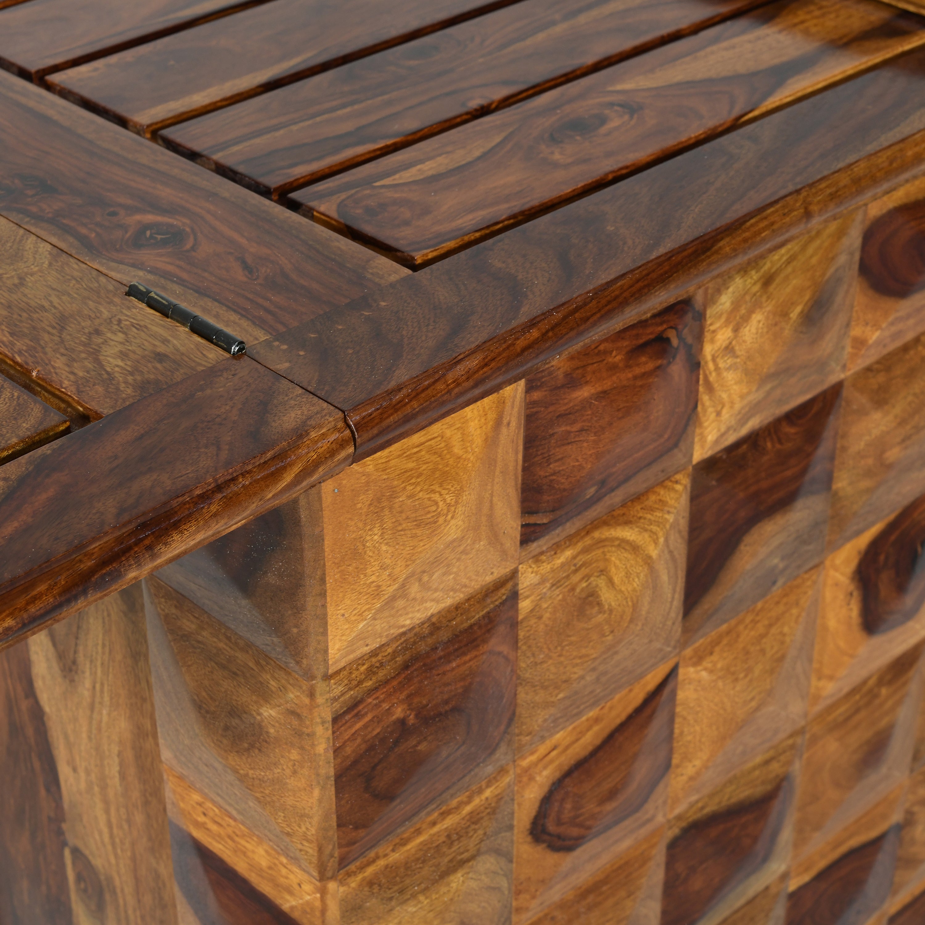 Solid Wood Bar Cabinet with Wine Rack, Shelves & Storage Drawers