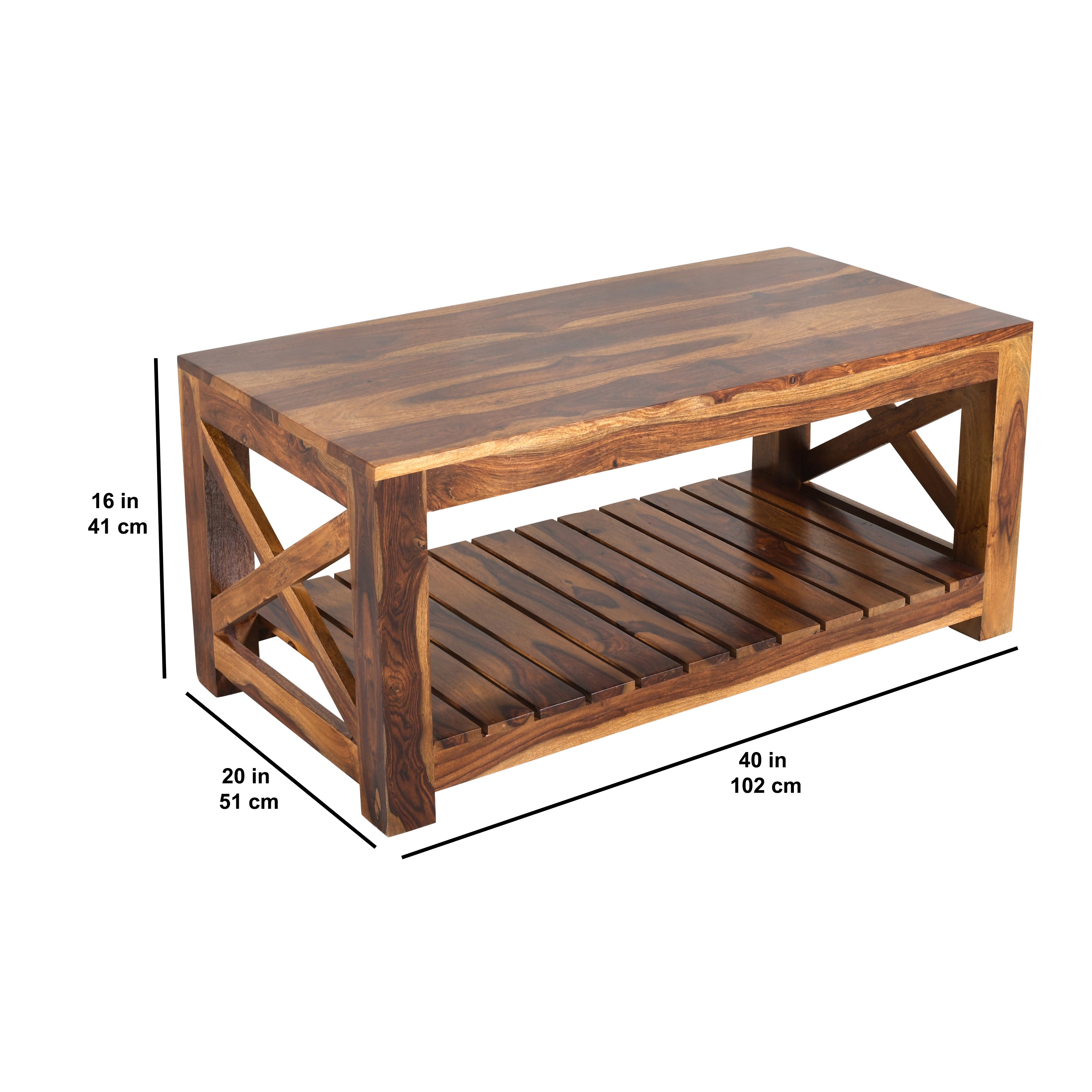 Solid Wood Coffee table with open lower shelf