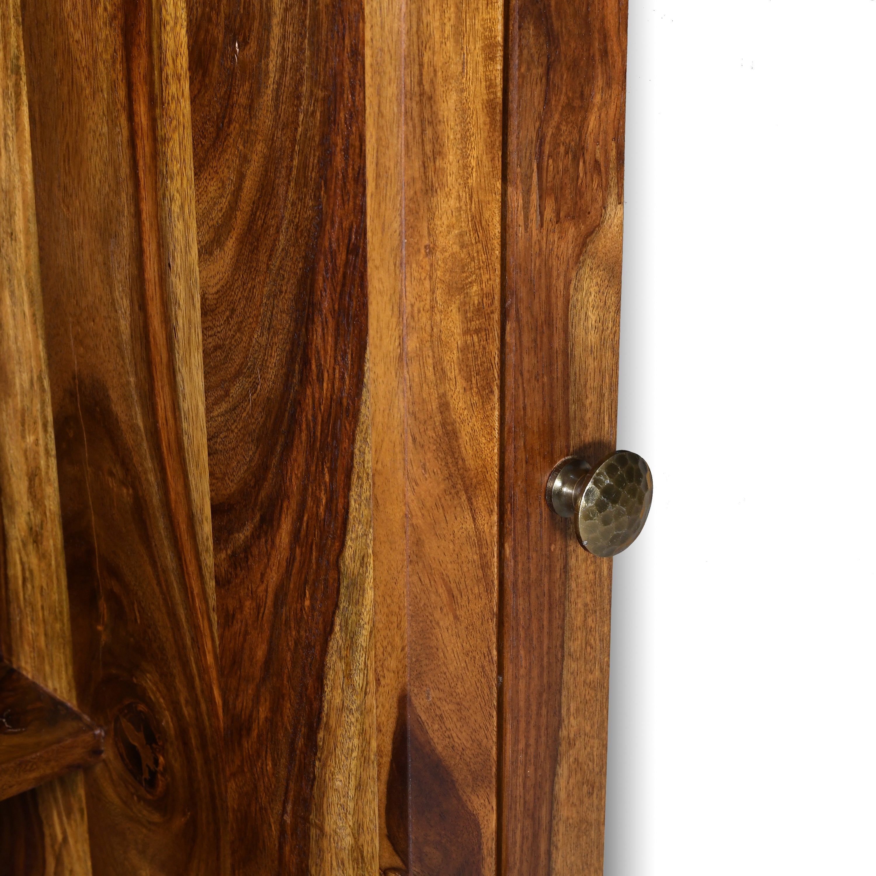 Solid Wood Dressing Table with Full-Length Mirror & Storage Shelves