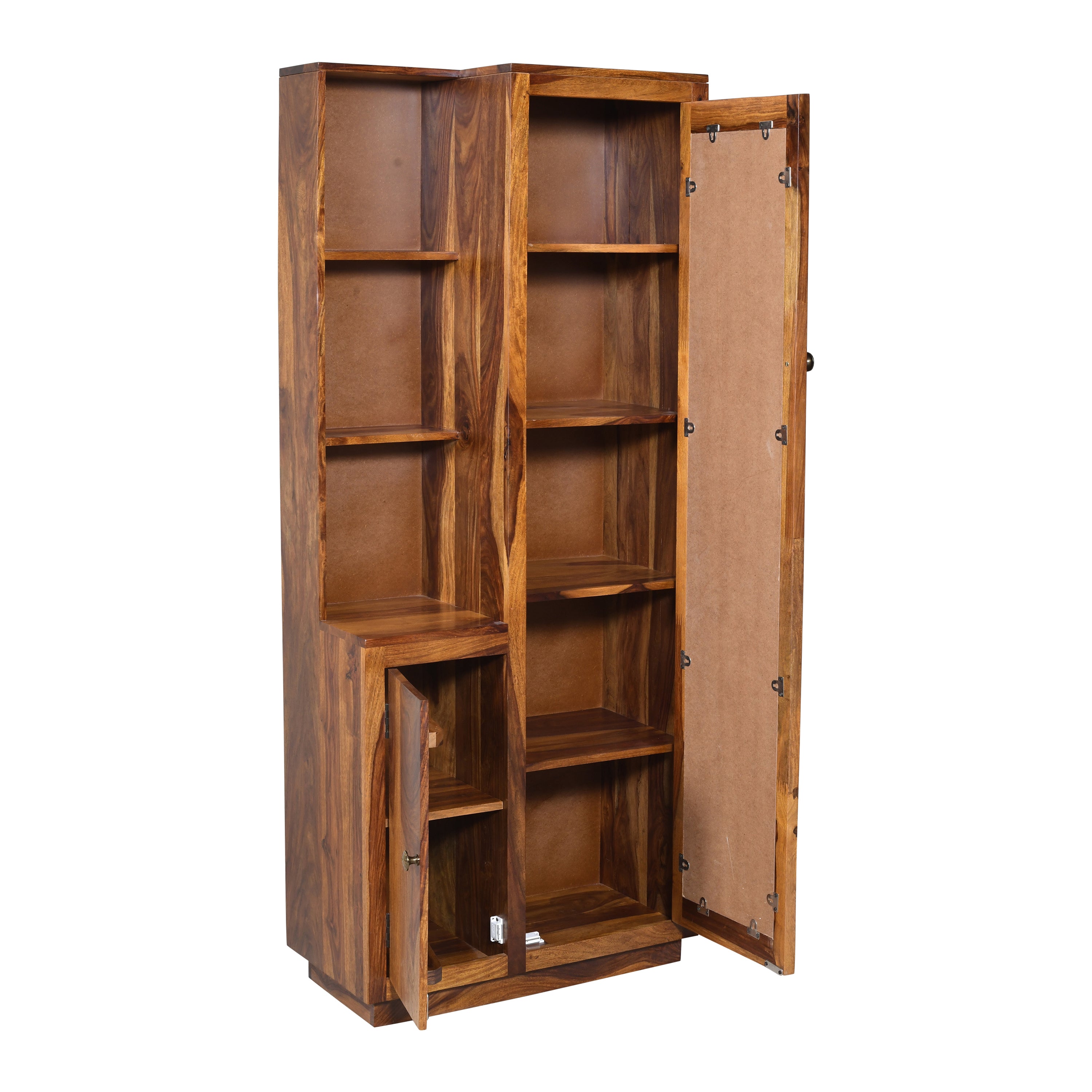 Solid Wood Dressing Table with Full-Length Mirror & Storage Shelves