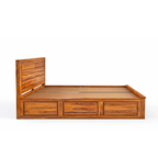 Amora Solid Sheesham Wood Bed with Modern Panel Headboard Design