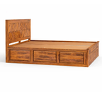 Squre cut king size Solid Sheesham Wood Bed with Drawer Storage