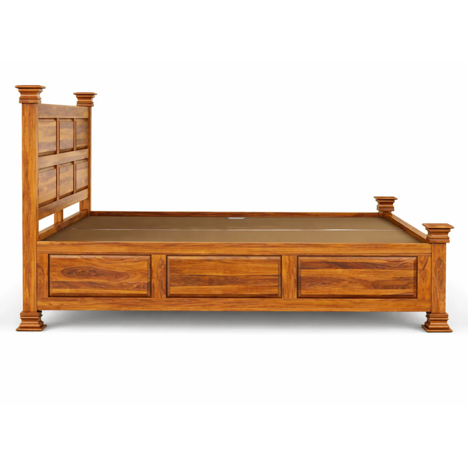Solid Sheesham Wood Bed with Classic Pillar Design