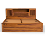 Head Storage Solid Sheesham Wood Bed with Smart Headboard Storage Design