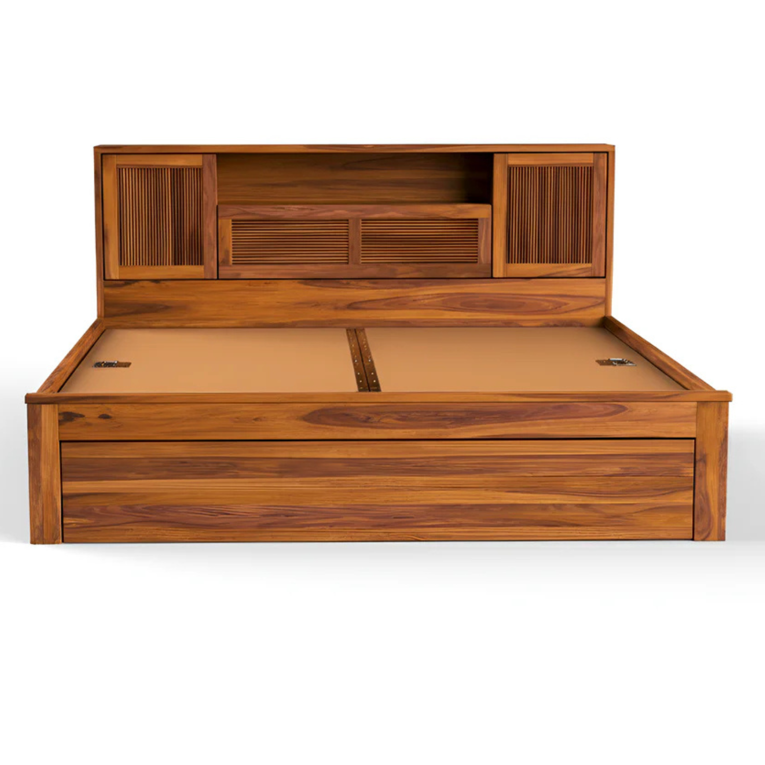 Head Storage Solid Sheesham Wood Bed with Smart Headboard Storage Design