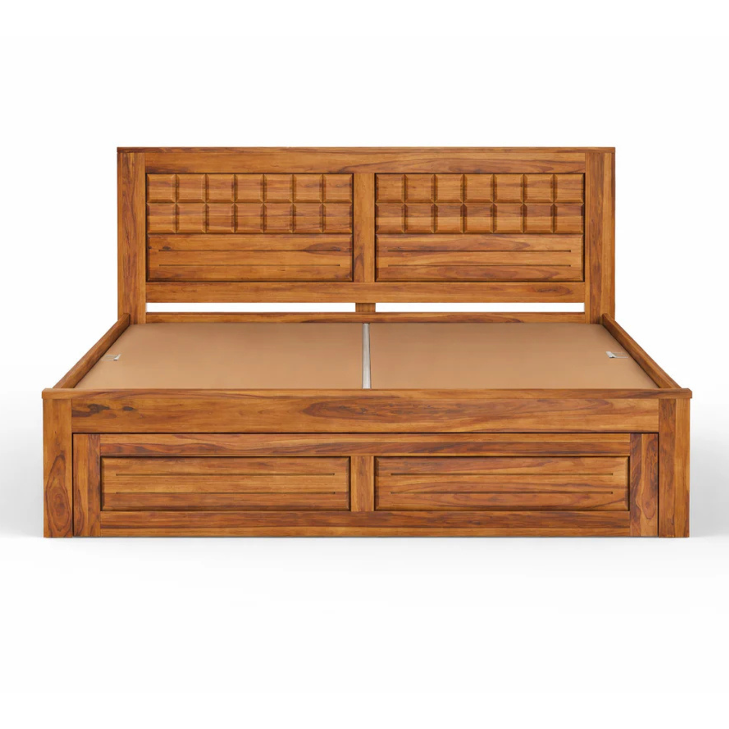Wood Raw Solid Sheesham Wood Bed with Drawer Storage Design (HONEY FINISH)