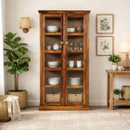 Solid Wood Glass-Door Display Cabinet