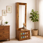 Siramika Solid Sheesham Wood Dressing Table with Mirror, Ceramic Tiles Fitted Drawer Storage