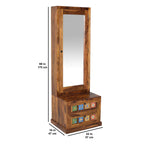 Siramika Solid Sheesham Wood Dressing Table with Mirror, Ceramic Tiles Fitted Drawer Storage