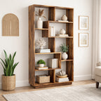 Book shelf zig zag Solid Wood Open Bookshelf with Geometric Shelves