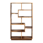 Book shelf zig zag Solid Wood Open Bookshelf with Geometric Shelves