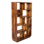 Book shelf zig zag Solid Wood Open Bookshelf with Geometric Shelves