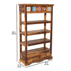 Boho Siramika Book Shelf sheesham wood book shelf with ceramica tile