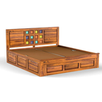 Bed Siramika – Solid Sheesham Wood Bed with Ceramic Tile Headboard Design