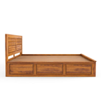 Wood Raw Solid Sheesham Wood Bed with Drawer Storage Design (HONEY FINISH)