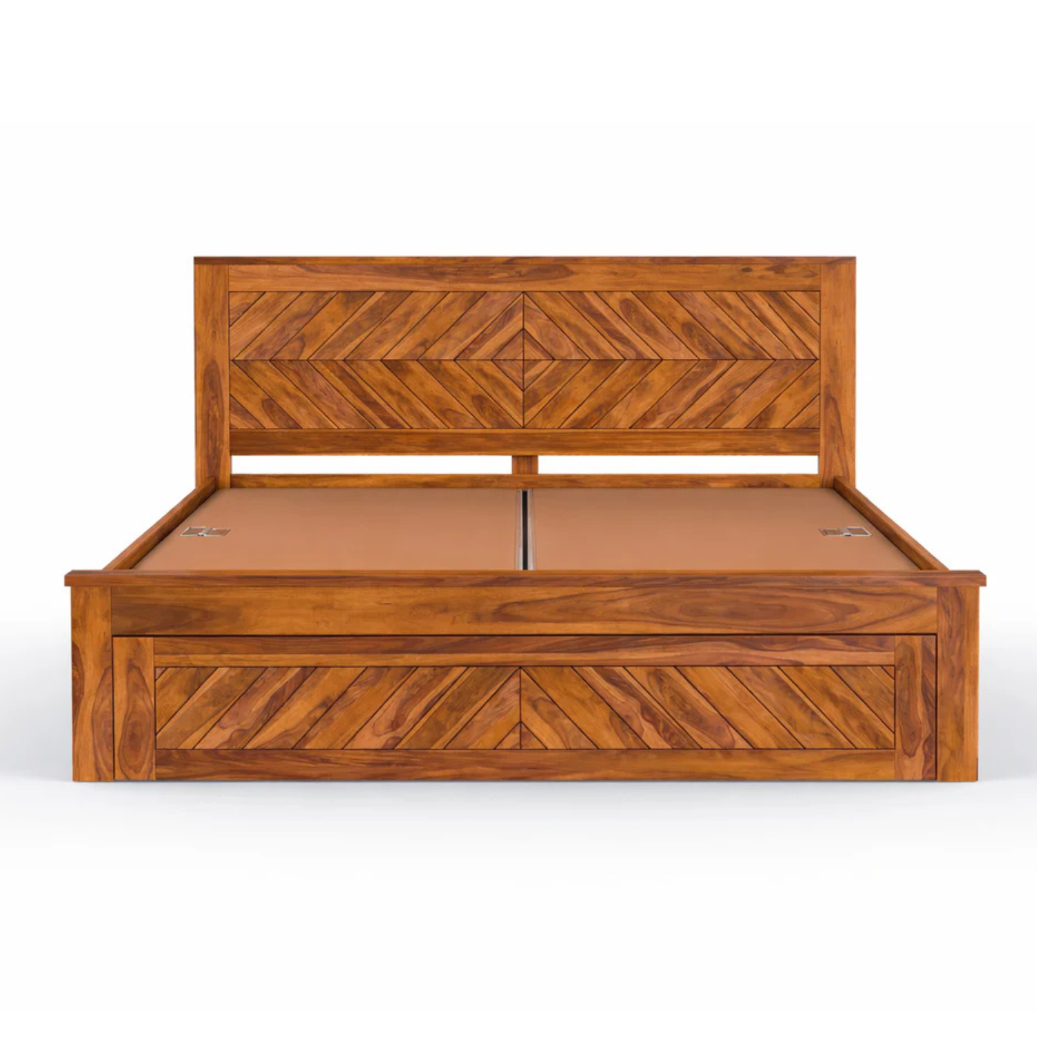 Squre cut king size Solid Sheesham Wood Bed with Drawer Storage
