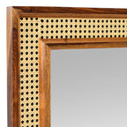 Solid Sheesham Wood Dressing Table with Cane Panel Design, Mirror, Drawers & Cabinet