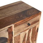 Solid Wood Sideboard Cabinet with Glass Doors & Drawer
