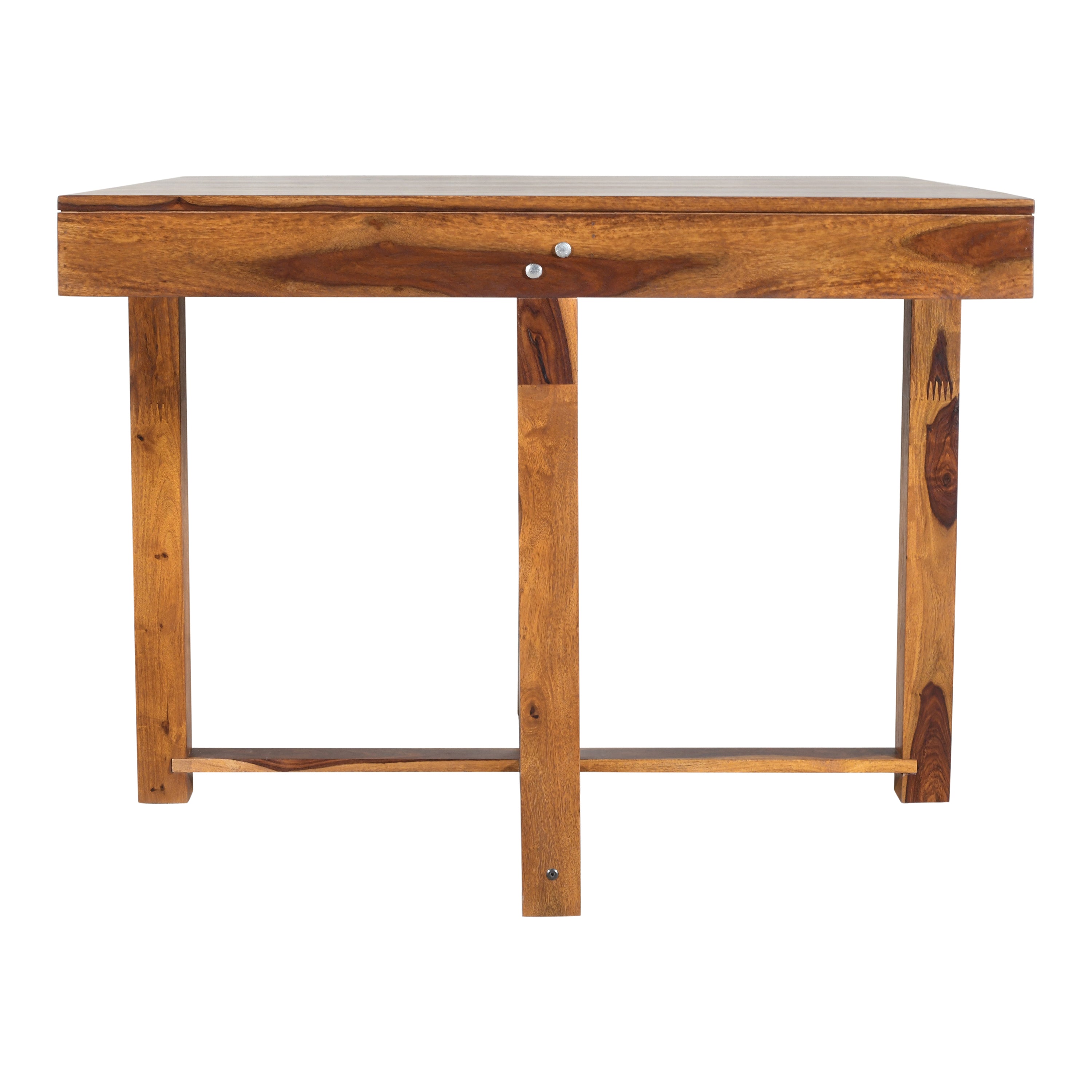 Solid Sheesham Wood 4-Seater Dining Table Set with Nesting Chairs