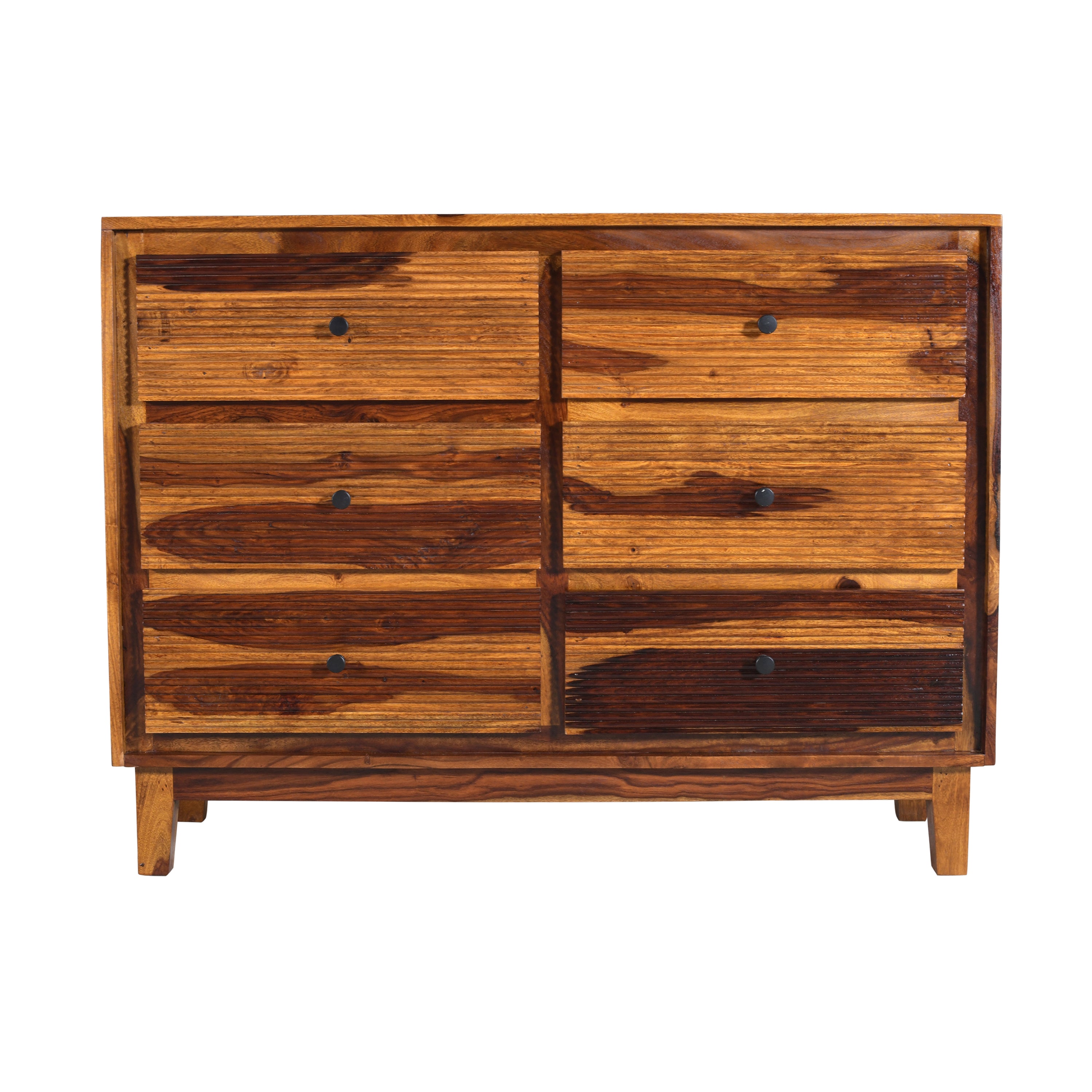 Solid Wood 6 Drawer Chest with Fluted Front Design