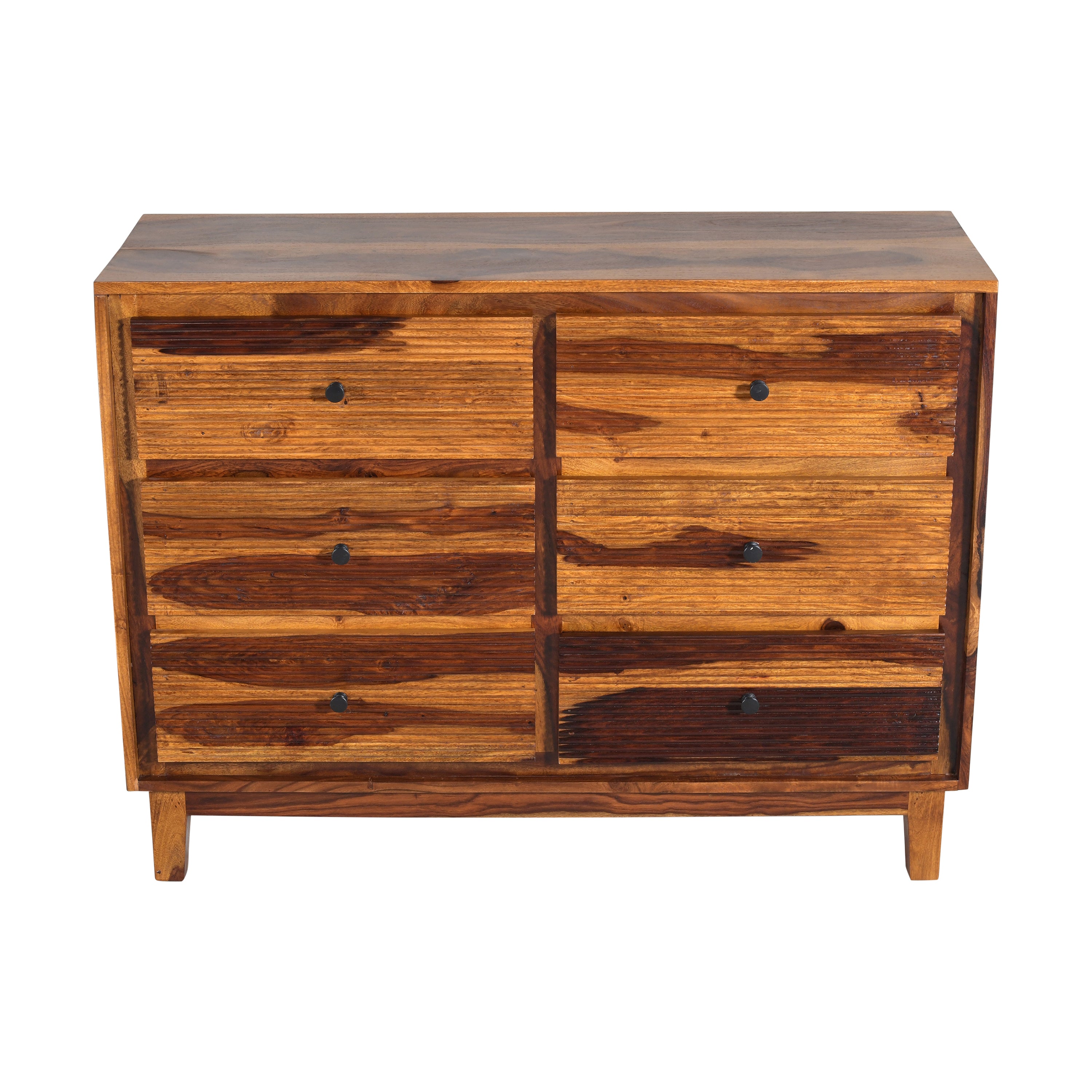 Solid Wood 6 Drawer Chest with Fluted Front Design
