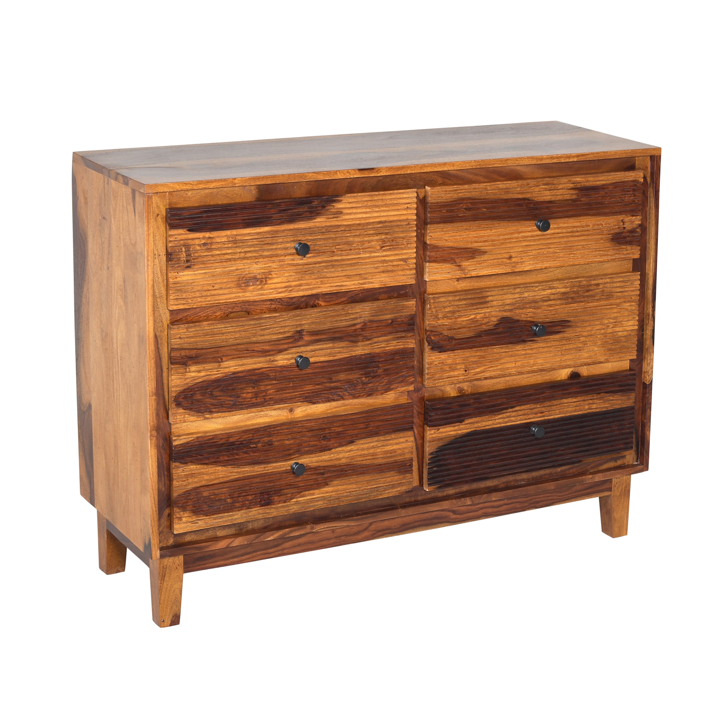 Solid Wood 6 Drawer Chest with Fluted Front Design
