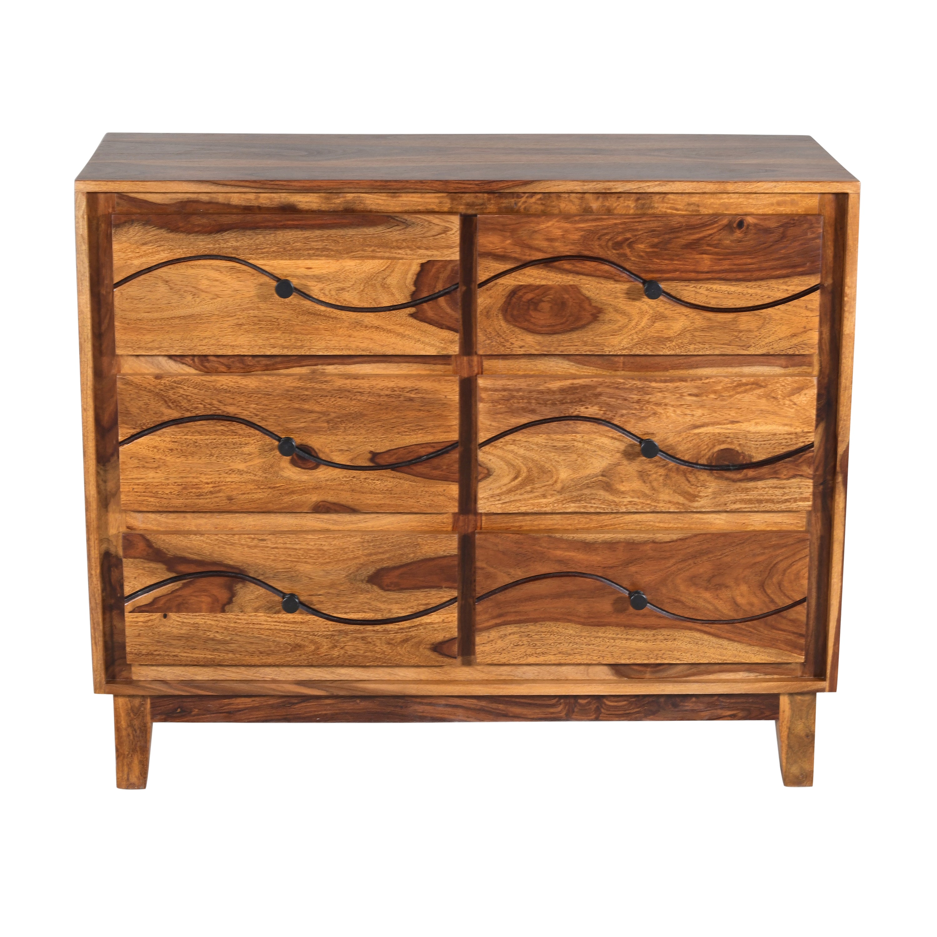 Solid Wood 6-Drawer Chest of Drawers with Metal Handles