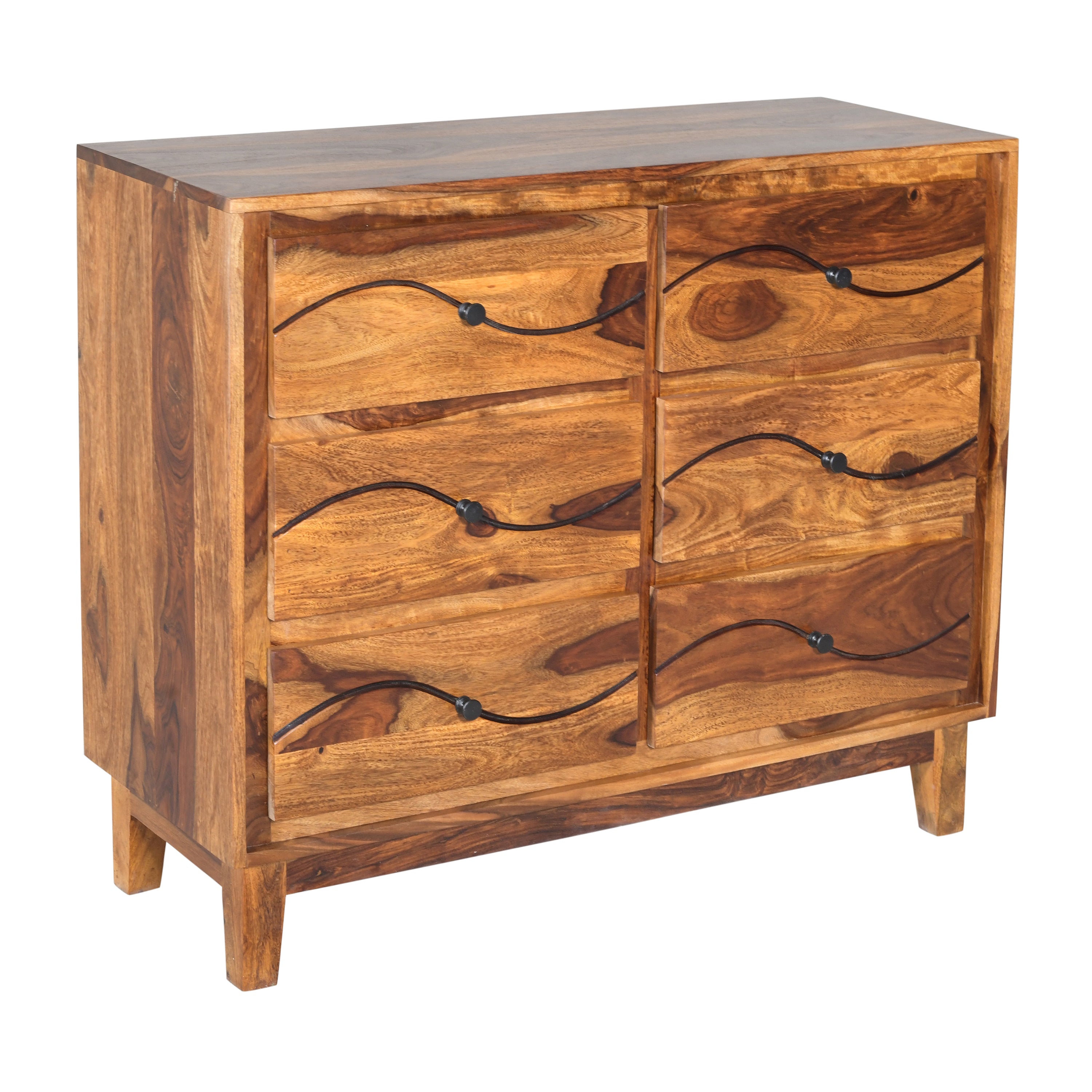 Solid Wood 6-Drawer Chest of Drawers with Metal Handles