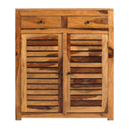 Solid Wood Hand-Carved ShoeRack with Om Design & Storage Drawers
