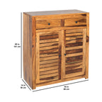 Solid Wood Hand-Carved ShoeRack with Om Design & Storage Drawers